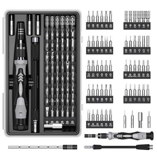 ORIA 61 in 1 Precision Screwdriver Set with 57 Bits, Magnetic Screwdriver Kit, Portable Repair Tool Kit for Smartphone, PC, Watch, Toys - Includes Extension and Flexible Rod, Black
