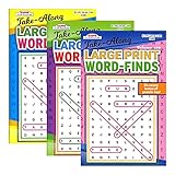 Kappa Take Along Large Print Word Finds Puzzle Book - 8' x 5' Digest Size 3 Titles, Word Search Find Words Books for Adults Teens, Training Learning with Game, 3-Pack