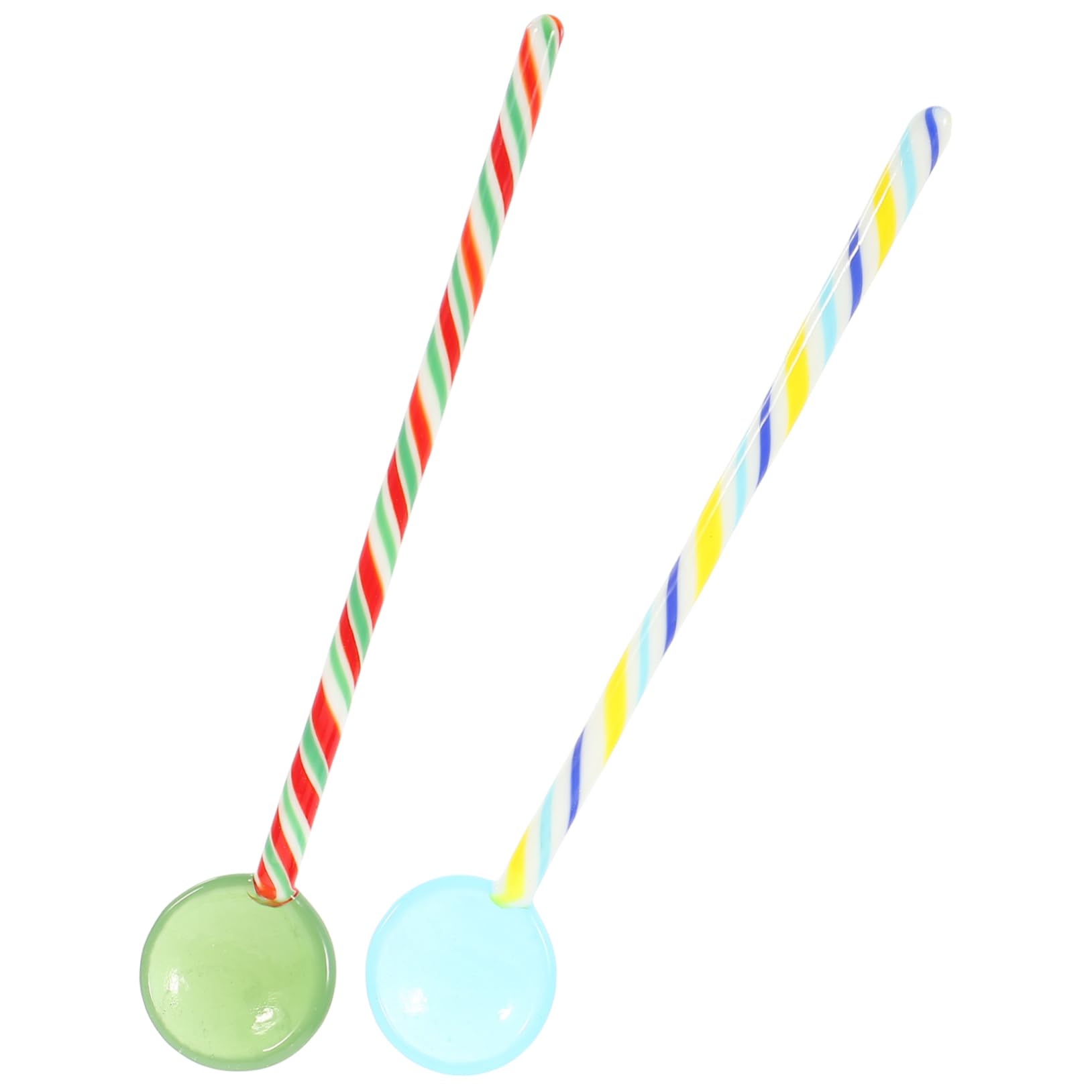 OUNONA 2Pcs Colored Glass Mixing Sticks Reusable Stirring Rods for Cocktails Juice and Soup Decorative Party Supplies for Home Bars and Events