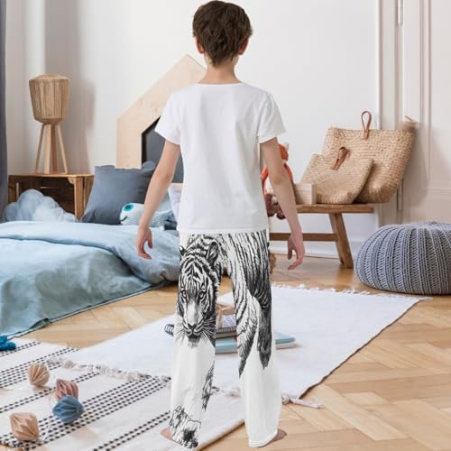 Boy's Pants Tiger Climbing Down Jogger Pants Elastic Waist Long Bottoms Trousers with Pockets 6-14 Years3