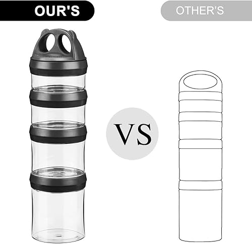 Miniatura 6 de BeneLabel Tarros de aperitivos apilables de 4 piezas con bloqueo giratorio para viaje, contenedor de viaje de fórmula para almacenar leche, proteína