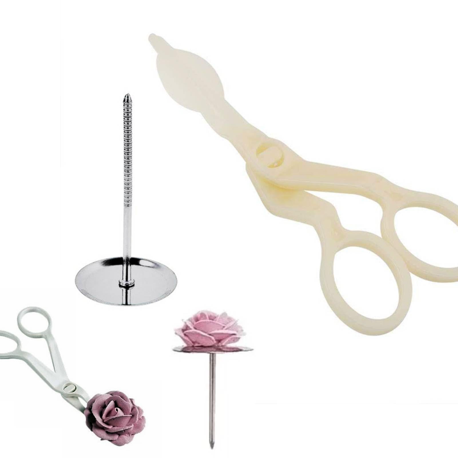 Cake Flower Lifter and Nail, Plastic Cake Cupcake Decorating Tools for Icing Flowers Making