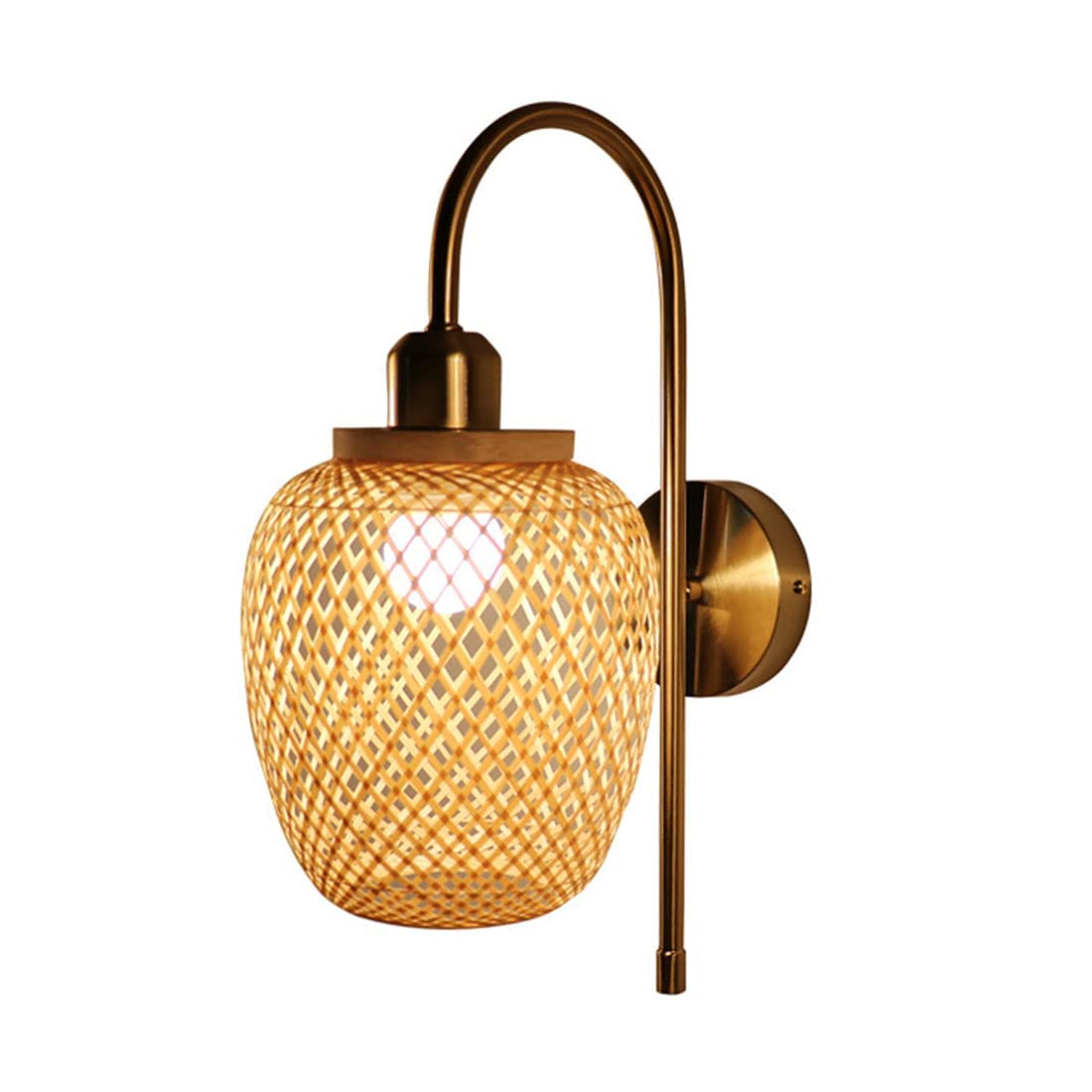 Huayusedf E Art Bamboo Wall Lamp Industrial Lights 27 Handmad Rattan Lampshad Wicker Sconc Lighting For Bar Caf Living Room Bedroom Dining (A)(E)