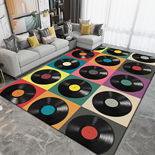 Klassische Musik Vintage Vinyl-Schallplatten-Teppich für Wohnzimmer Schlafzimmer rutschfeste...