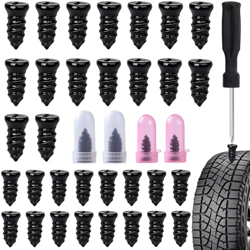 Y.A. LOTUS 33 Stück Vakuum Reifen Reparatur Nagel Schnelles Reifenreparatur Gumminagel Schrauben mit Schraubendreher für Auto Motorrad