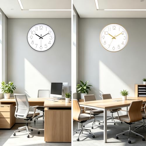 Image of 2 Pack Black&Gold Wall Clock 12 Inch Silent Wall Clocks Battery Operated