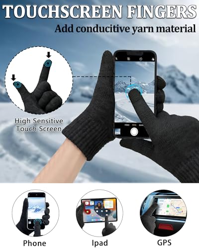 Winter Beanie Hat Scarf Gloves Set for Women, Fleece Lined Hats Touchscreen Gloves Long Scarf 3 In 1 Set for Cold Weather3