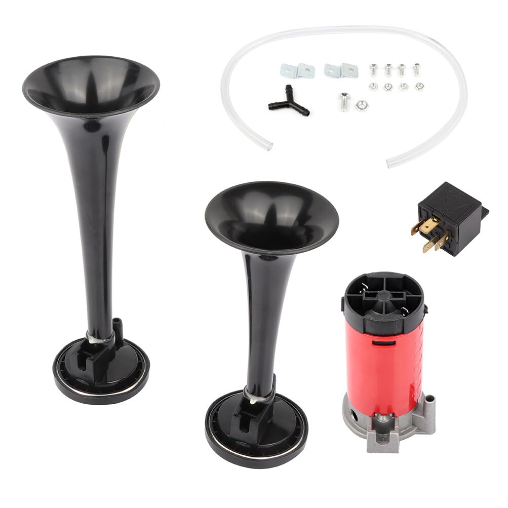 STAYTOP Electric Train Horn 115dB Dual Trumpet Electric Train Horn with Air Compressor Truck Train Horn Loud Car Air Horn 12V for Trucks Motorcycle Pickup Trains Cars Boats