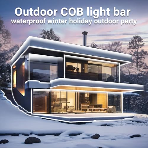 Image of 100ft COB Outdoor LED Strip Lights Waterproof,Dimmable 6500K Bright White,IP68 Outside Led Light Strips Waterproof with App Remote Control,Music Sync Exterior Led Rope Lights