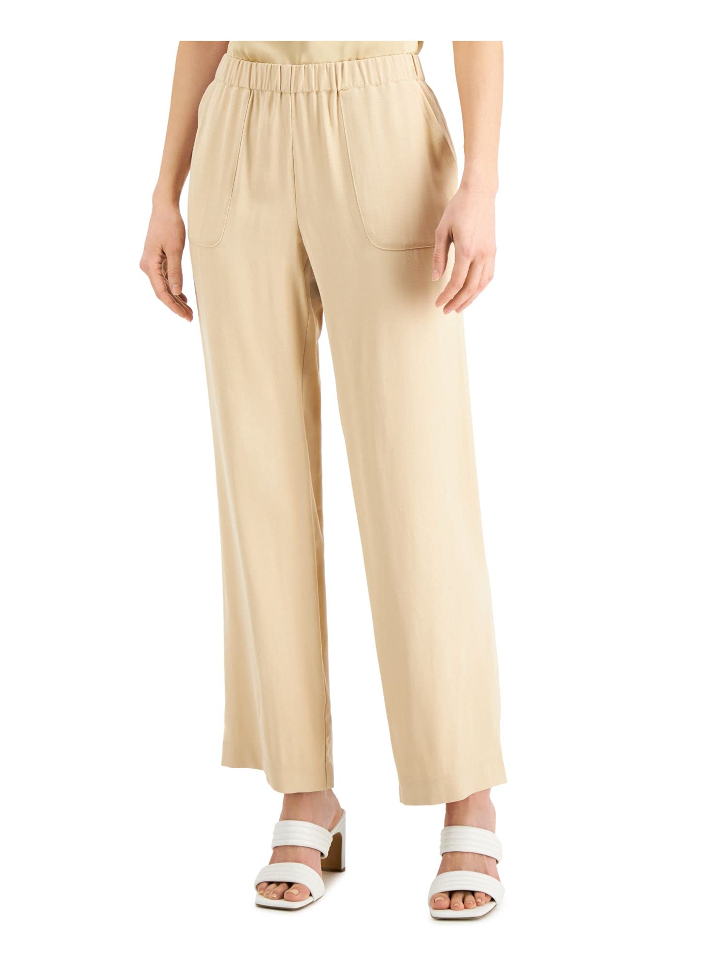 Alfani Womens Beige Pocketed Pull On Pants 8