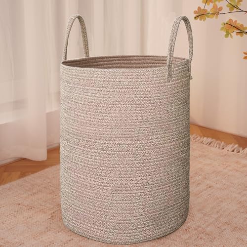 JMvicyroam 100L Cotton Rope Laundry Basket Hamper, Oatmeal