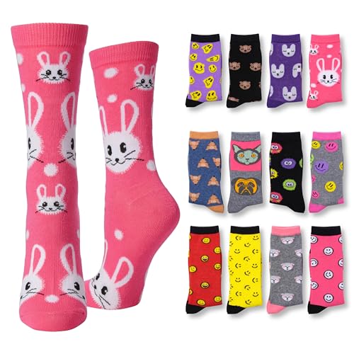 Image of Tipi Toe Women's Fun Patterned Dress Socks, 12-Pack Lightweight Colorful Crew Socks, Casual Novelty Assorted Designs