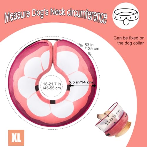 Image of Inflatable Dog Cone Collar for Large Medium Small Dogs, Soft Dog Donut Collar Adjustable Recovery Cone for Pets After Surgery, Extra Enhanced Anti-Licking Guard Shield (Mangosteen, X-Large)