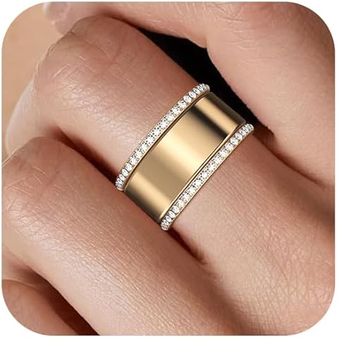 2-Pack 14K Gold Plated Stacking Rings for Oura Ring Gen 4/Oura Ring Gen 3, Cubic Zi...