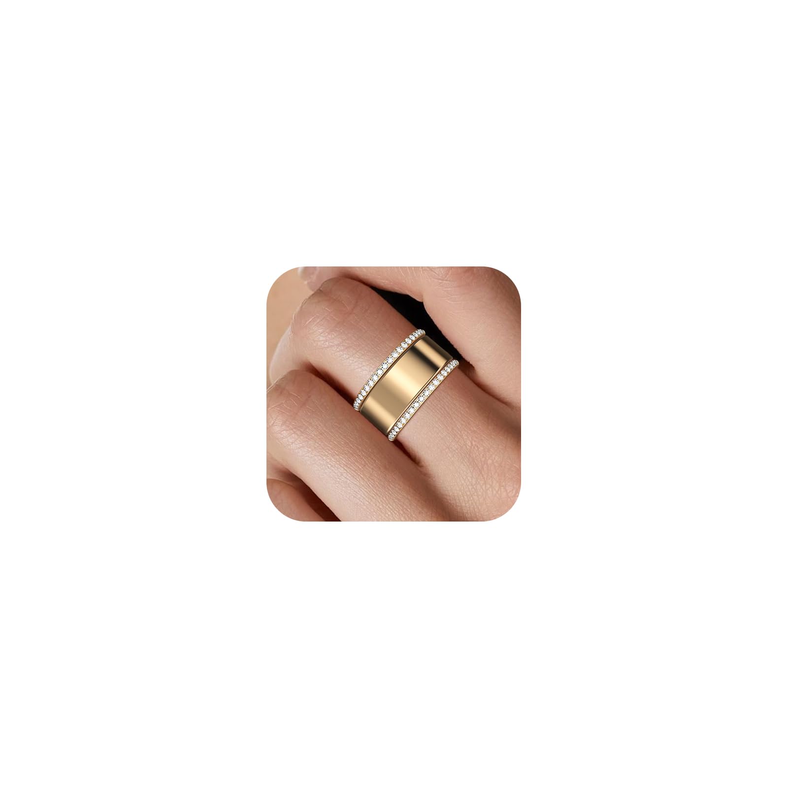 ZOOROO 2-Pack 14K Gold Plated Stacking Rings for Oura Ring Gen 4 Oura Ring Gen 3 Cubic Zirconia