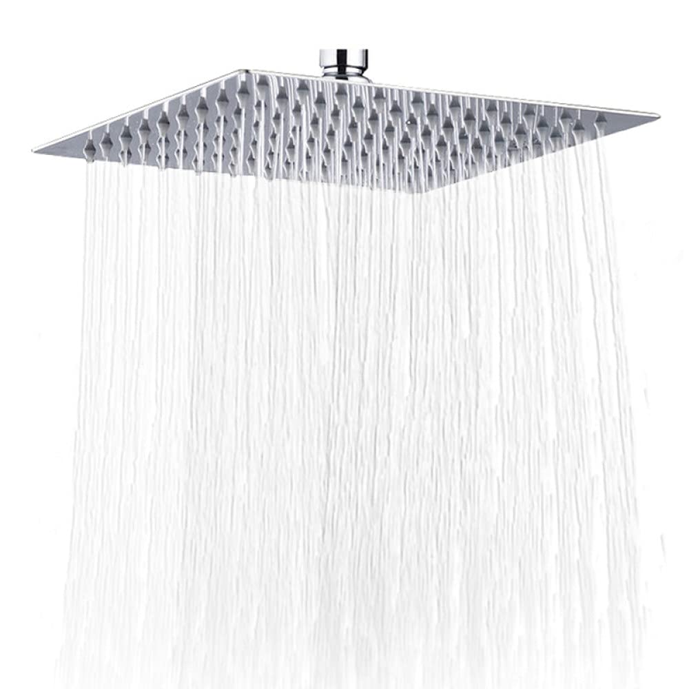 Cabezal de ducha de lluvia de 10 pulgadas, cabezal de ducha cuadrado ultrafino cromado de 25 cm, lujosa experiencia de cascada de alta presión de 12 pulgadas para duchas tipo spa