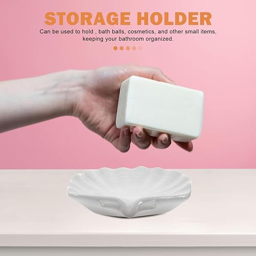 Miniatura 5 de Jabonera en forma de concha, soporte de barra de jabón de cerámica, bandeja de jabón autodrenante, ahorradores de jabón, soporte para esponja de