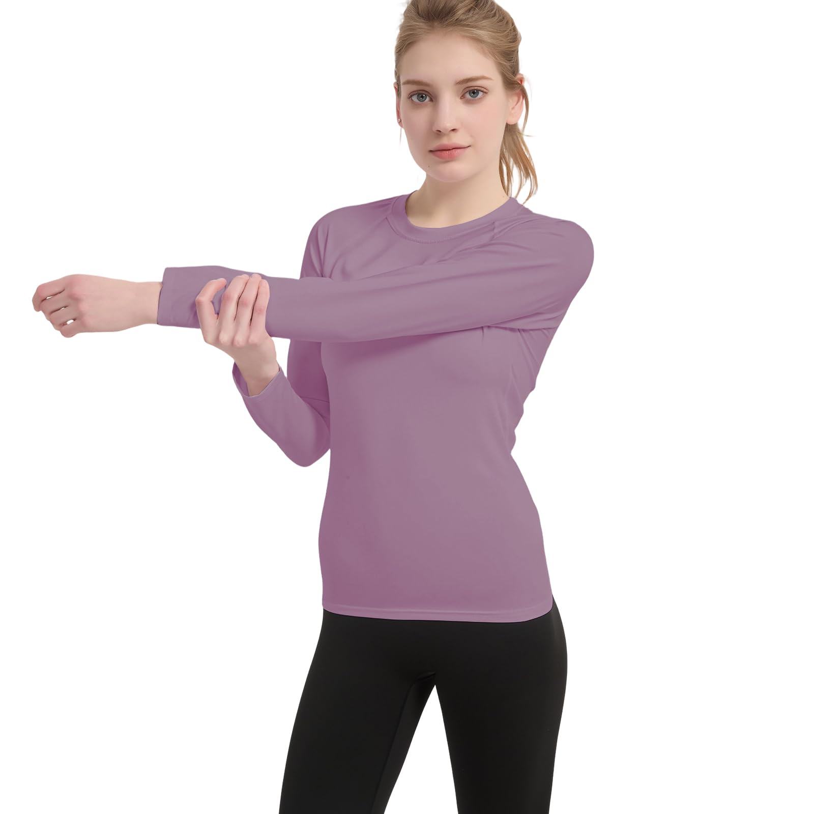 4 Pack Maglietta Compressione Donna Traspirante Asciugatura Rapida Maniche Lunghe Leggero Elastico Base Layer Shirts Yoga Fitness Funzionale Top Sportiva Tee per Corsa Formazione Jogging Viaggi