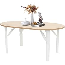 Folding Coffee Table, Small Collapsible Oval Table, 31.5 x 18.9 x 14.2 in