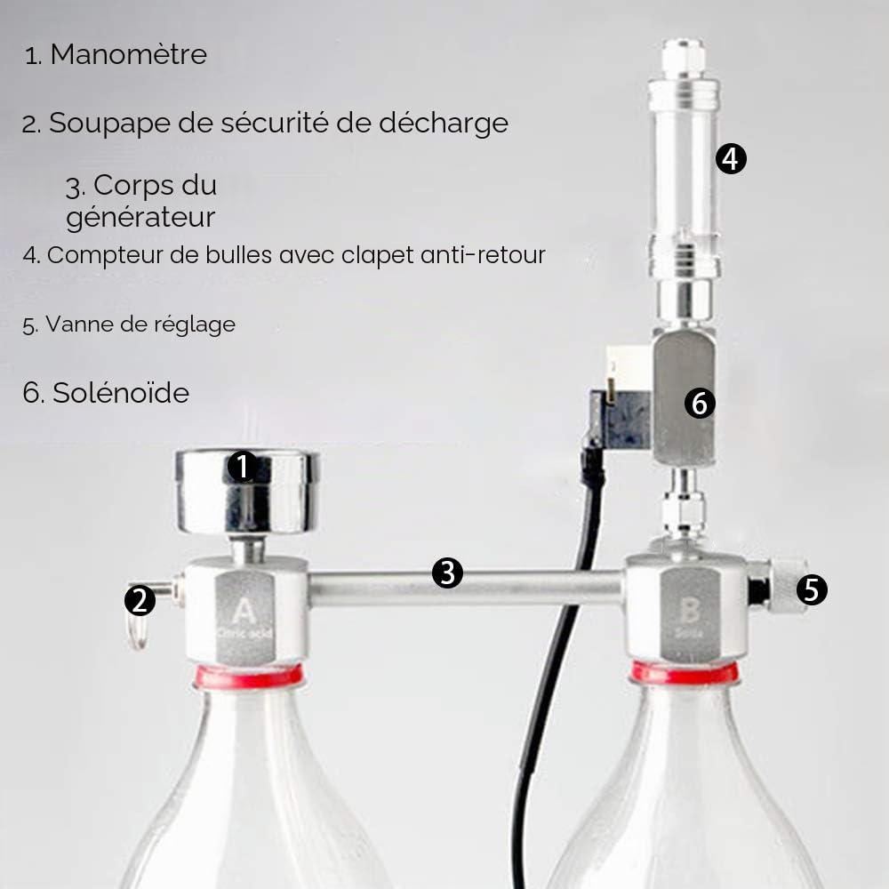 Kit de générateur de CO2 pour Aquarium DIY Système de générateur de CO2 avec électrovanne pour Compteur de Bulles et contrôle de dioxyde de Carbone Kit de réacteurs pour Plantes Aquarium