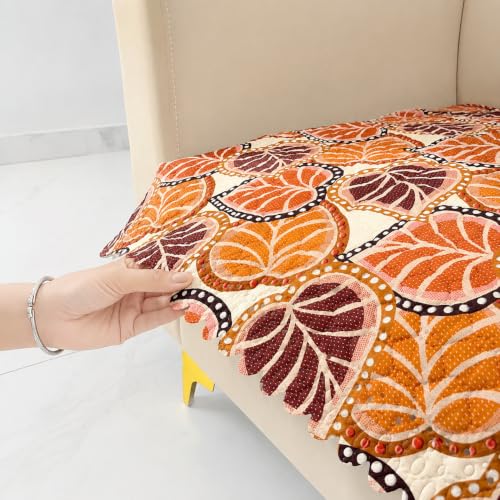 Image of Homerz Premium Printed Quilted Velvet Sofa Slip Cover Protector, Sofa Mat, Exact Size, Antislip Cover (Bloomora, 1 Seater, Half)