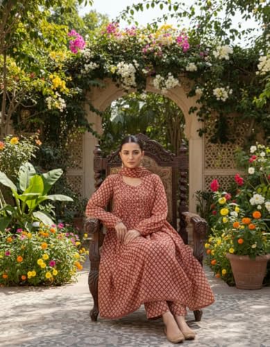 Combinaison kurti chic ensemble Anarkali imprimé rayonne anti-inconfort - 4