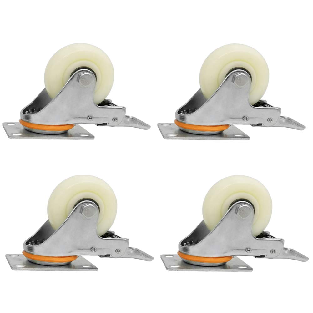 Rotelle Ruota carichi Pesanti Bianca con Freno/Nylon/Doppio Cuscinetto a Sfere in Acciaio/Quattro Pezzi, Tetto Girevole a 360 ° / Industria
