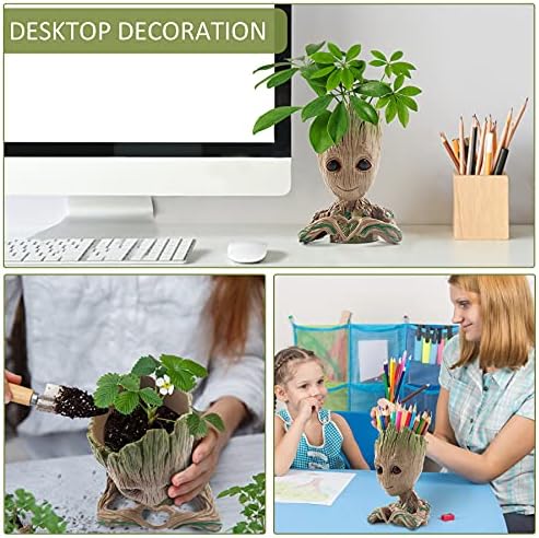 Newthinking Baby Groot Flowerpot, Cartoon Baby Groot Plants Pot with Drainage Hole, Indoor Creative Flower Pot for Desktop Decoration and Birthday Gift (GLT-Heart Shape)