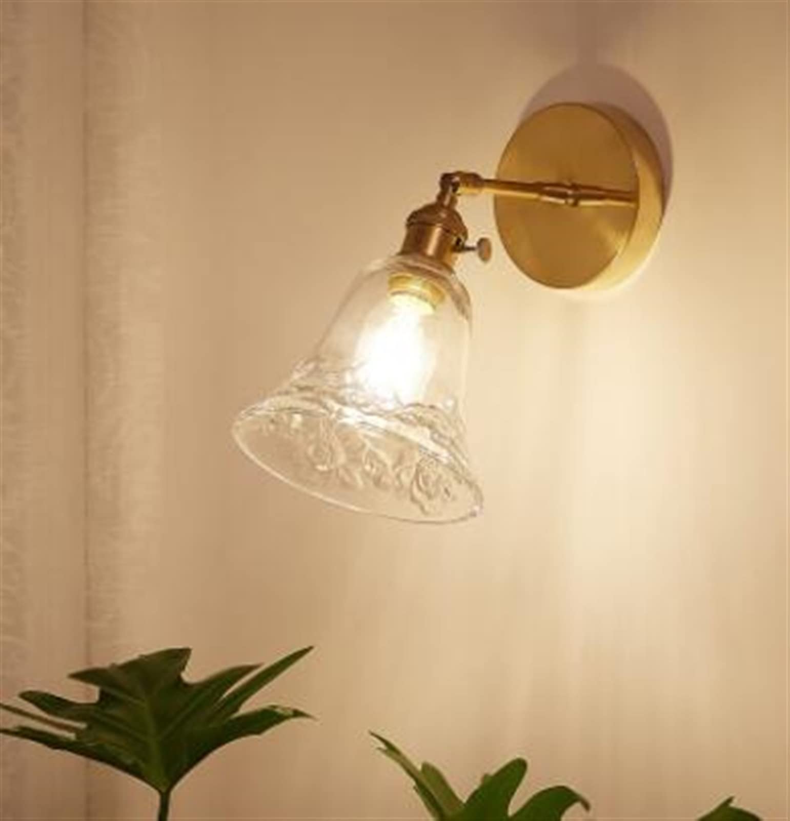 VDOQTLJT Glass Wall Lamp Modern Transparent Sconce Lighting - Copper Light Clear Lampshade LED Chandelier(G)