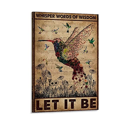BBNY Retro Posters LQH WildlifeTypes of Dictionary Let It Be Hummingbird Canvas Art Poster and Wall Art Picture Print Modern Family Bedroom Decor Posters 20x30inch(50x75cm)