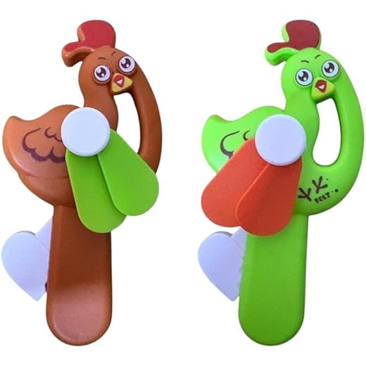 Euphrates Cartoon Chicken Hand Fan Toy for Kids Set of 2 Por