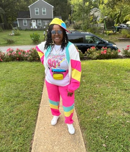 UOUA Women's Color Block 2 Piece 80s 90s Outfits Long Sleeve Windbreaker Jacket Tracksuit Set3