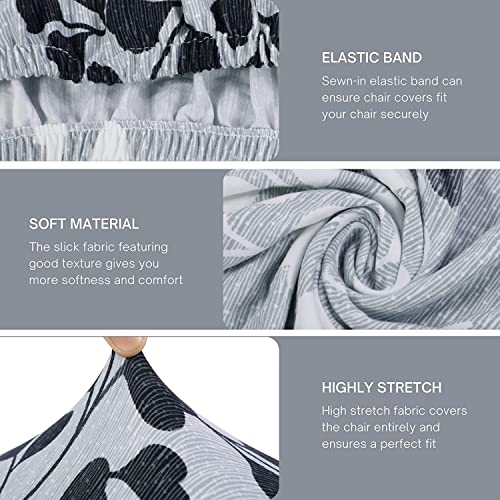 Image of SearchI Bar Stool Covers Set of 2, Stretch Washable Barstool Seat Covers, Counter Height Chair Covers for Kitchen Dining Room Cafe (Grey Leaf)