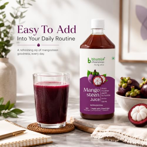 Image of Bhumija Lifesciences Mangosteen Juice - Antioxidant Rich Mangosteen Juice for Immunity Booster, Skin Brightening, Anti Aging & Digestive Support | Herbal Detox Health Drink (Pack of 2)