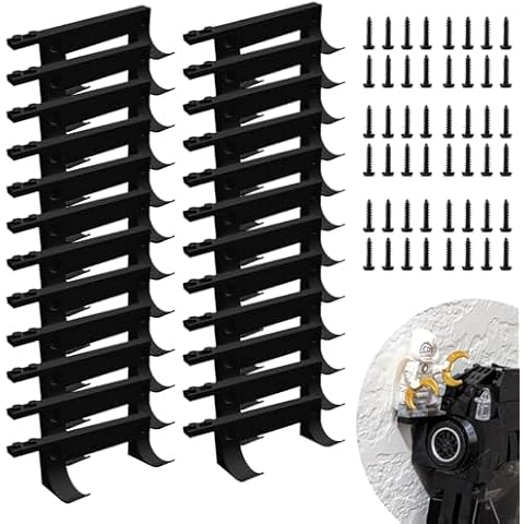 TEYOUYI 24PCS Wall Mount for Any Lego Speed Champions Sets Wall Bracket for Lego Speed of Champions with a Base for The Pilot,Wall Mount for Brick Cars and Figure Black Cover
