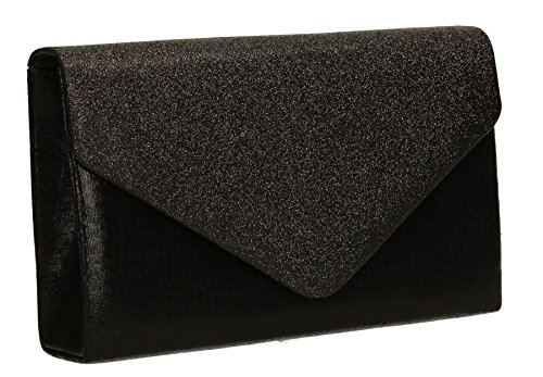 SwankySwans Bolso de embrague Kelly Glitter Envelope para mujer, Negro (Black), Talla Unica SwankySwans Bolso de embrague Kelly Glitter Envelope para mujer, Negro (Black), Talla Unica