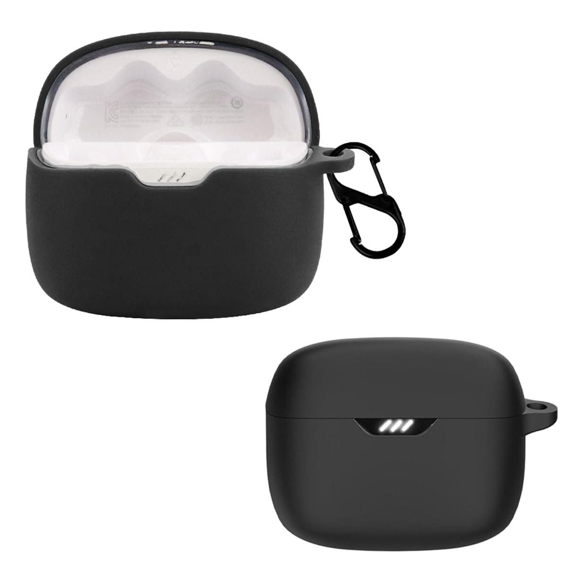 carinacoco Silicone Case for JBL Tune Beam with Carabiner, Soft and Flexible, Ultra-Thin Shockproof Cover Slim-Fit Anti-Fall Earphone Case for JBL Tune Beam, Black