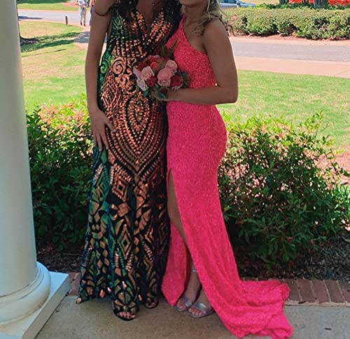 ISABUFEI Prom Dress Evening Dresses Long Formal Sequin One Shoulder Wedding Guest Dresses Slit3