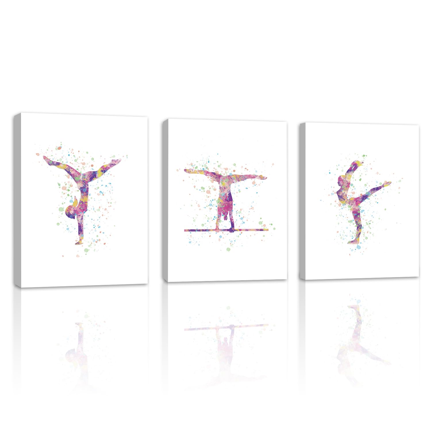 CHDITB Gymnastics Wall Art Print, Set of 3 (12x16 inch), Watercolor Gymnastics Bedroom Decor
