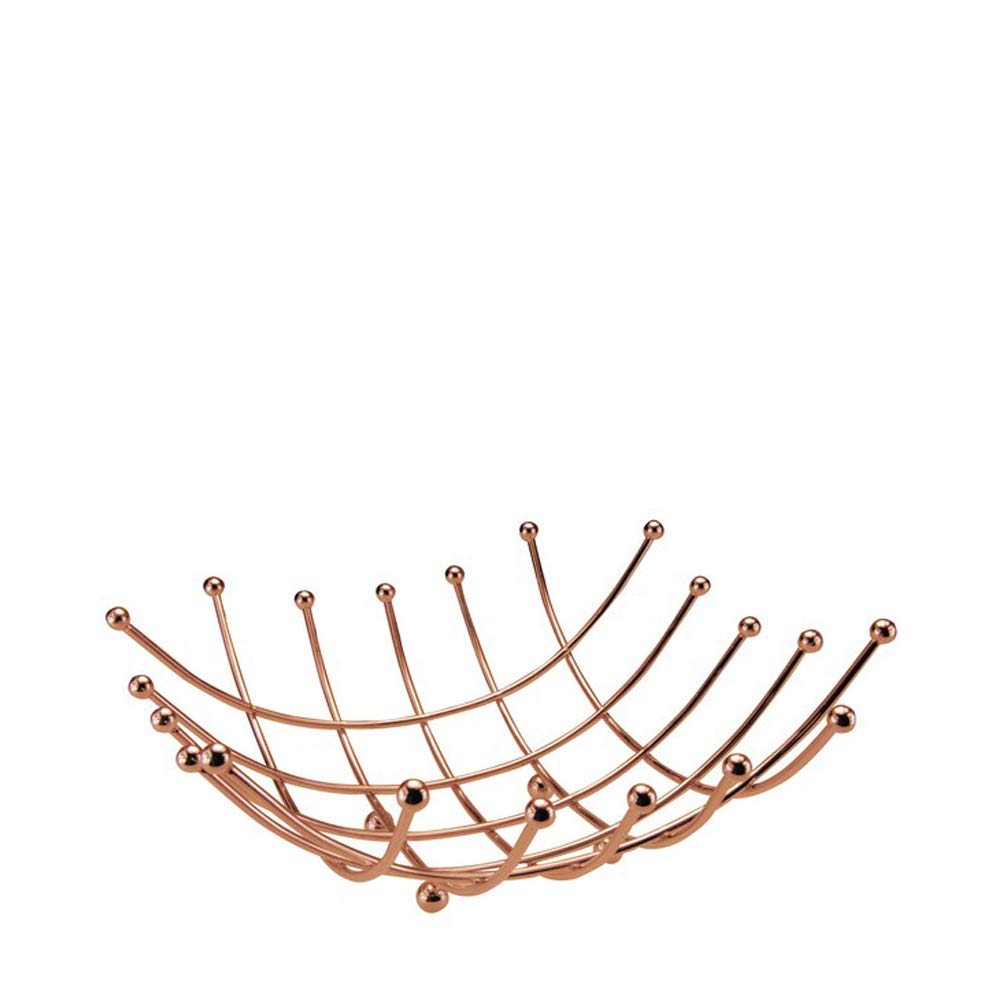 Square Modern Quality Fruit Vegetable Bowl Basket Nest Metal Wire Lattice Kitchen Rack 25x10 cm (Shiny Copper)