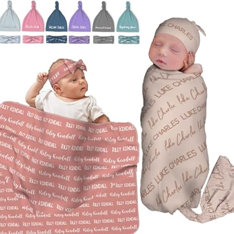 Personalized Baby Swaddle Personalized Baby Blanket Customized Blanket Custom Baby Blanket for Girls Personalized Swaddle Blanket Boy Baby Essentials Must Have Stuff (Names & Colors) Cover