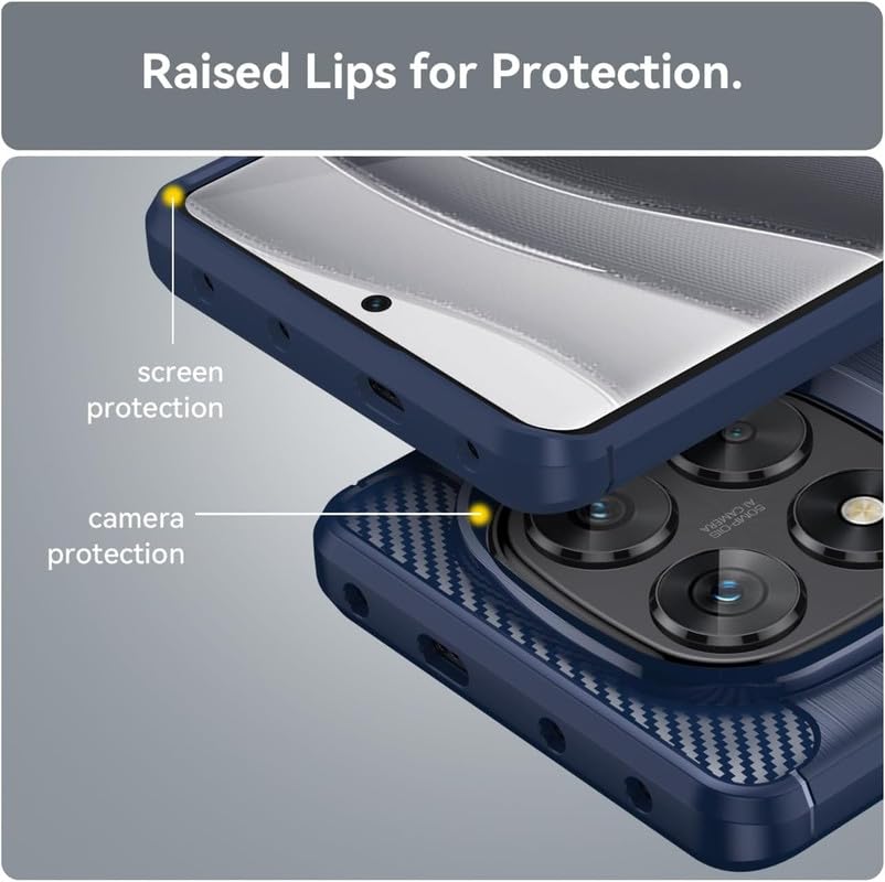 Image of NPRC Hybrid Ultra Slim Protective Case TPU Non-Slip Carbon Fiber Texture Shockproof Case Cover for Poco x7 - Blue