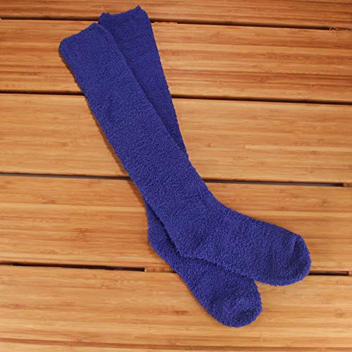 Image of BambooMN Women's Fuzzy Knee High Socks - Polka Dots and Solid Colors - 2 Sizes - 1 Pair Pack