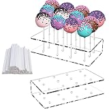 2 Stücke Cake Pop Halter Ständer 12 Löcher Lollipop Halter Ständer mit 50 Stück Papierstab, für Hochzeit Geburtstag Abschlussball Backverkauf