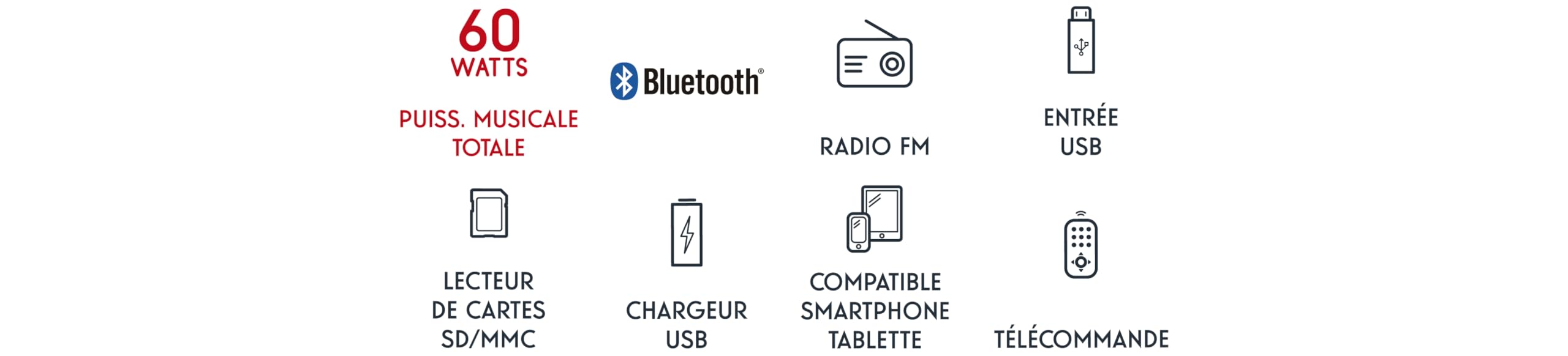 THOMSON Tour de Son Bluetooth avec Lecteur CD, Enceinte Colonne Hifi 60W, Radio FM, Port Aux et USB, MP3 et Affichage LED - Noir - DS120CD