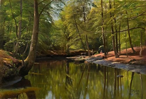 Tableau d'été au Waldbach Peder Monsted impression sur toile 60x90cm