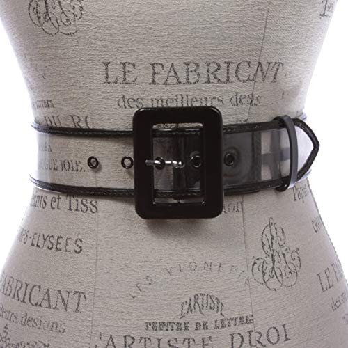 Women's 2" Wide Color-Trimmed Patent Leather Transparent Jelly Clear Belt2
