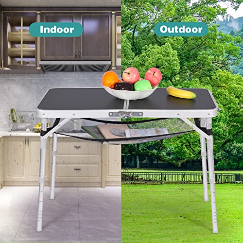 Redcamp Folding Table Adjustable Height With Storage Organizer, Lightweight Portable Camping Table For Picnic Cooking Outdoor Indoor, Grey 31.5"X15.8" #TOP7