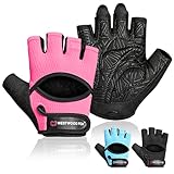 WESTWOOD FOX Gym Gloves for Men & Women–Ventilated Weight lifting,Fitness,Cycling & Training Gloves with Thick Padding,Full Palm Protection,Non-Slip Grip,Breathable Mesh,Shock Absorption (PINK, M)