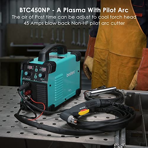 Bestarc Plasma Cutter, Non Hf Digital Pilot Arc Btc450Np 45Amps Dual Voltage 110/220V Blow Back Pilot Arc Air Plasma Cutting Machine (Btc450Np 110/220) #TOP1